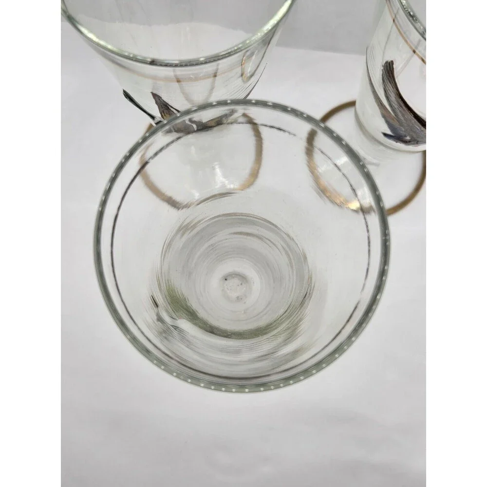 Set of 5 Vintage Wildlife Fowl Birds Pilsner Beer Glasses